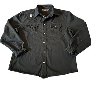 AKOO MENS BLACK LONG SLEEVE BUTTON DOWN SHIRT JACKET SIZE XL